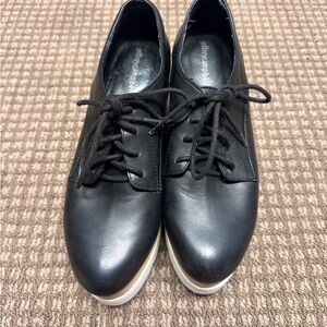 Jeffrey Campbell Black Leather Platform Shoes sz 9.5